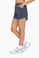 Mono B Athleisure Shorts with Curved Hemline