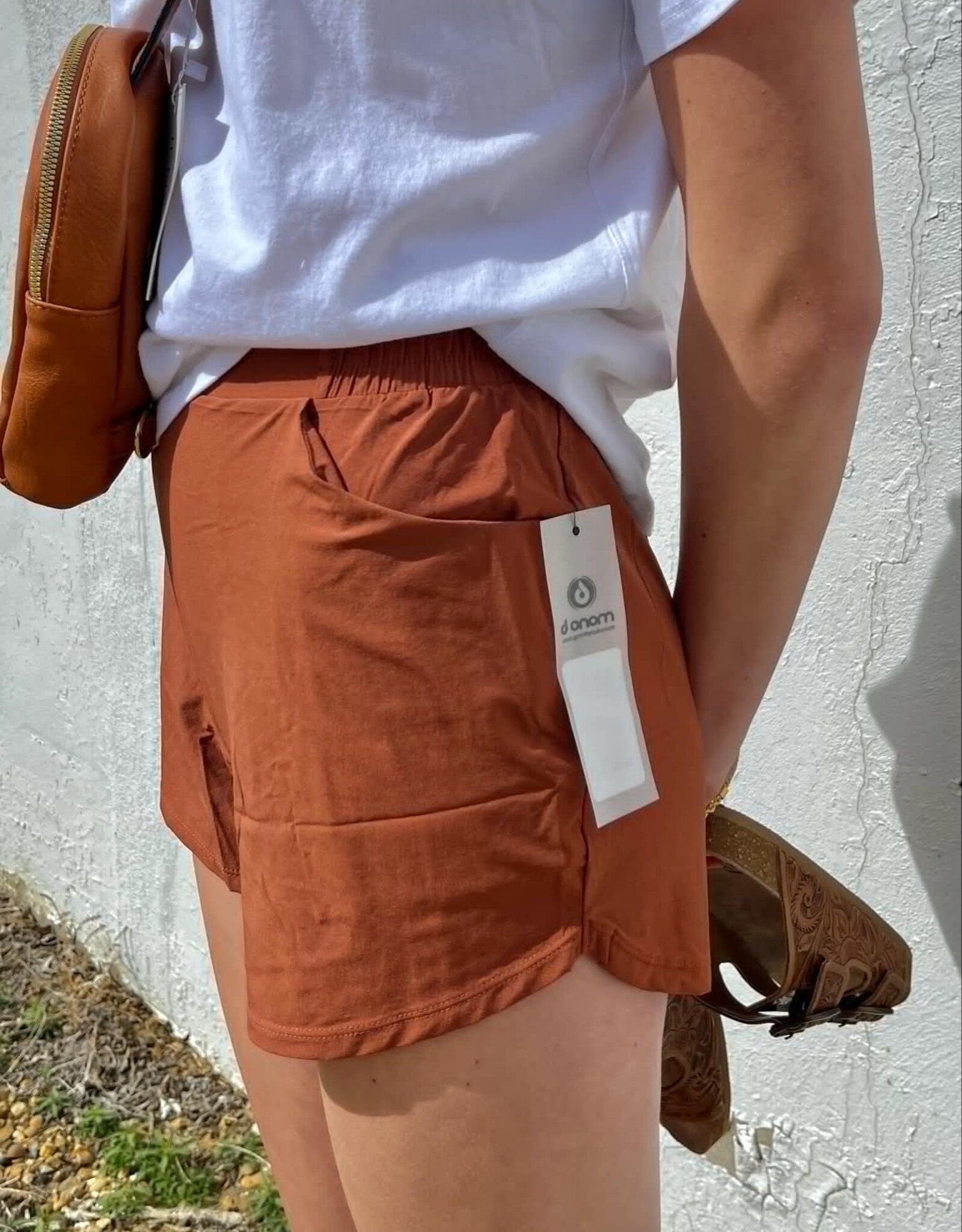 Mono B Athleisure Shorts with Curved Hemline