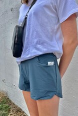 Mono B Athleisure Shorts with Curved Hemline