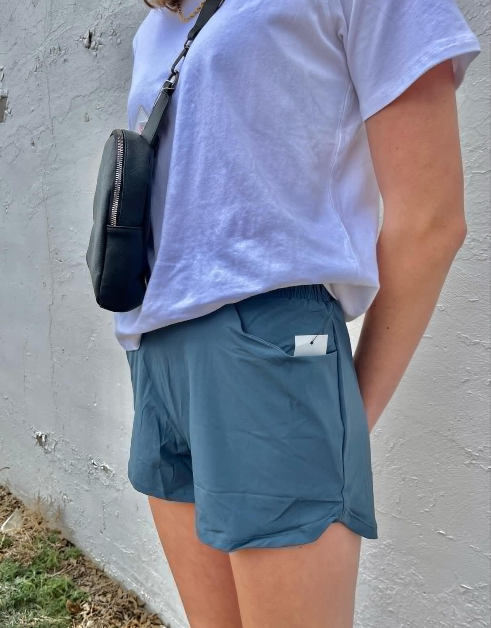 Mono B Athleisure Shorts with Curved Hemline