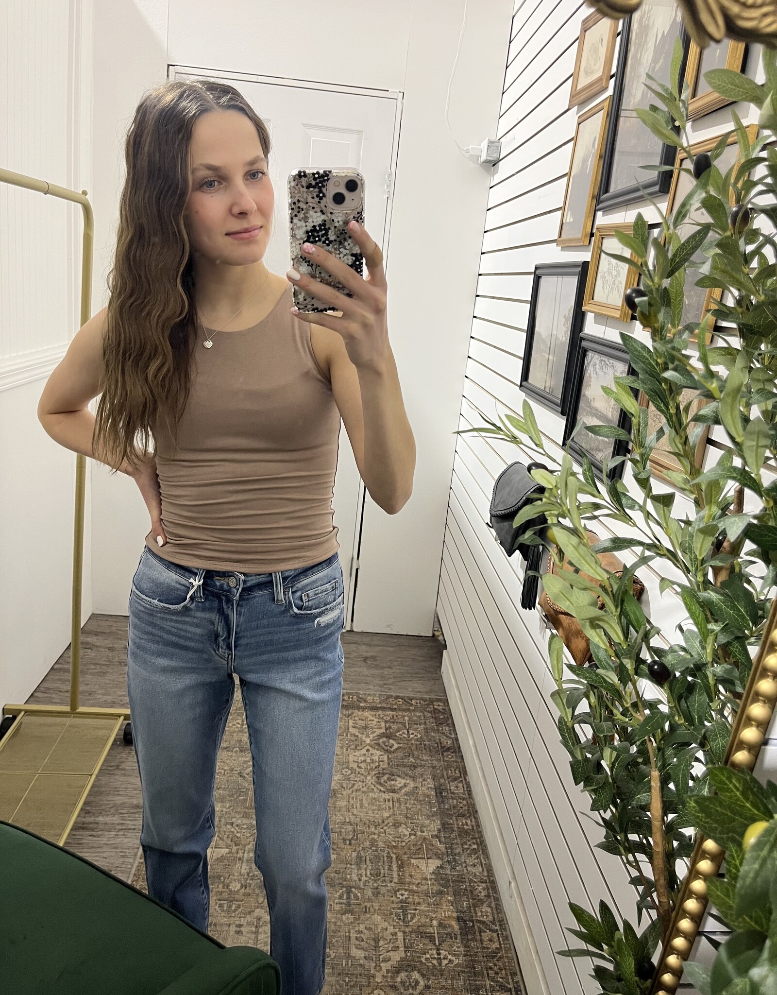 The Essential Hi-Neck Tank, Dk Taupe