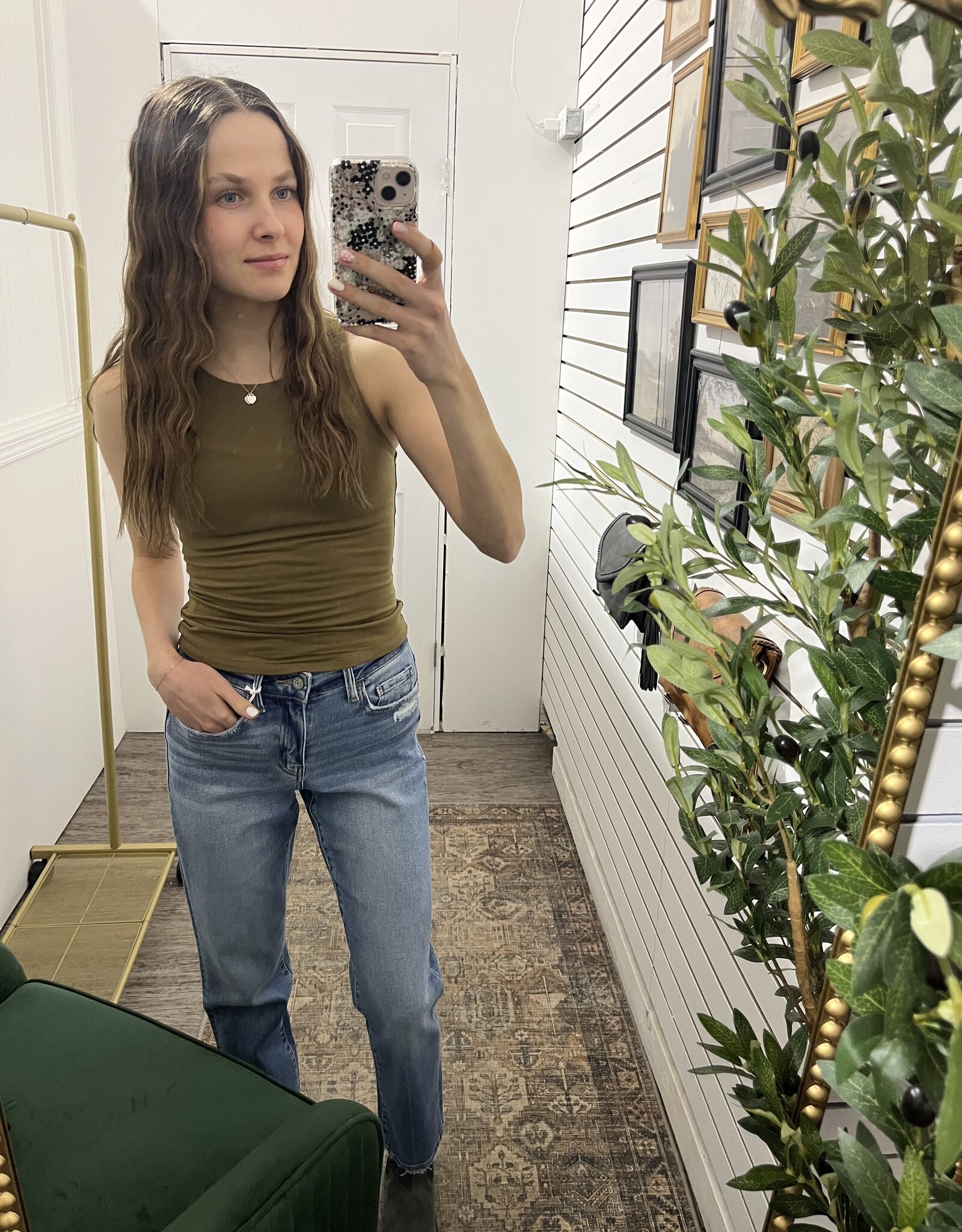 The Essential Hi-Neck Tank, Winter Olive