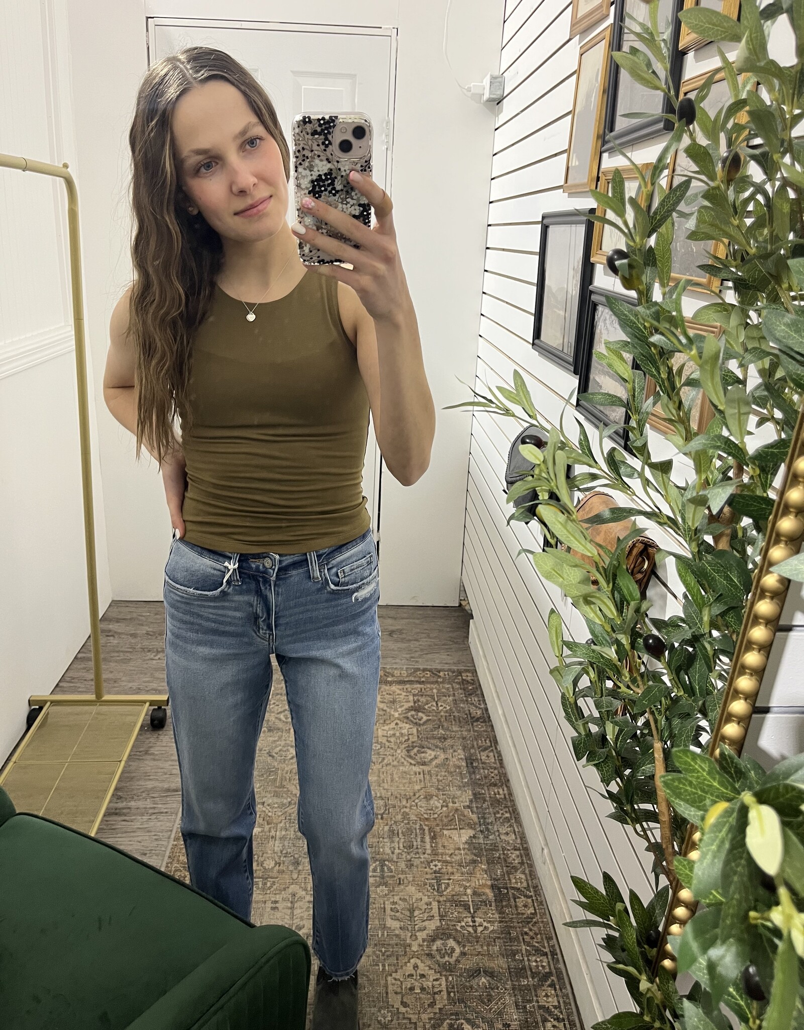 The Essential Hi-Neck Tank, Winter Olive