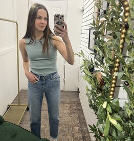 Crew Neck Ribbed Knit Tank Top