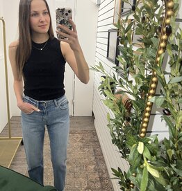 Crew Neck Ribbed Knit Tank Top