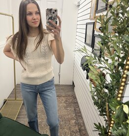 The Bailey Flutter Sleeved Knit Sweater, Ecru