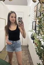 High Rise Raw Hem Denim Short