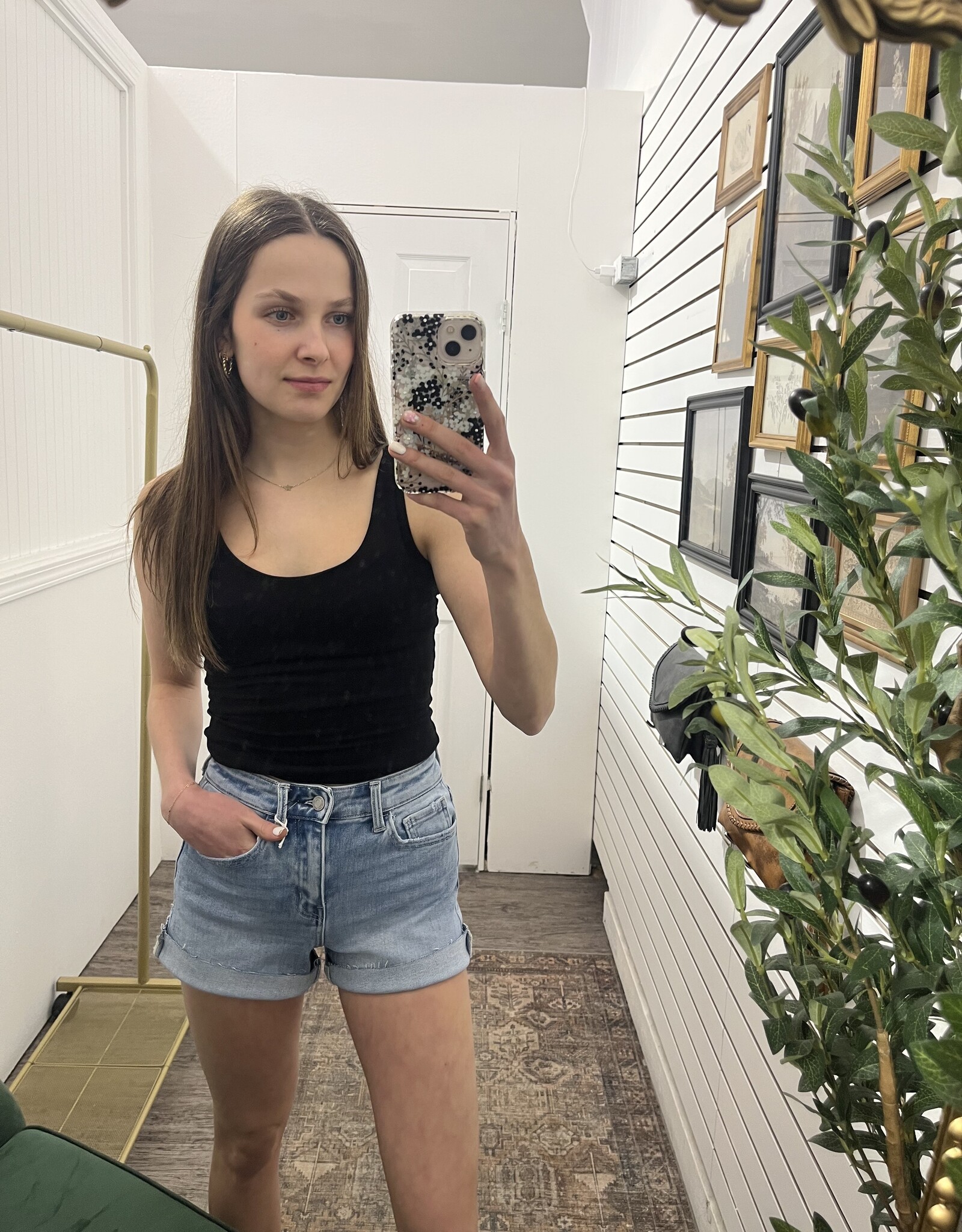 High Rise Raw Hem Denim Short