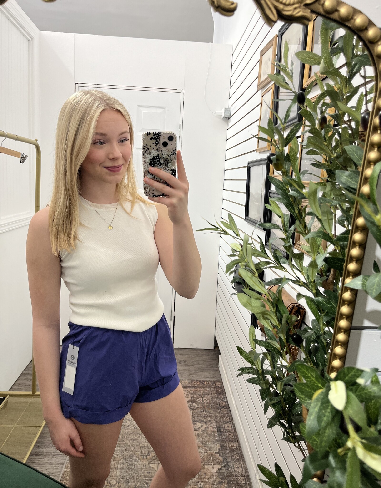 Mono B High Waisted Athleisure Shorts Cuffed