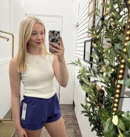 Mono B High Waisted Athleisure Shorts Cuffed