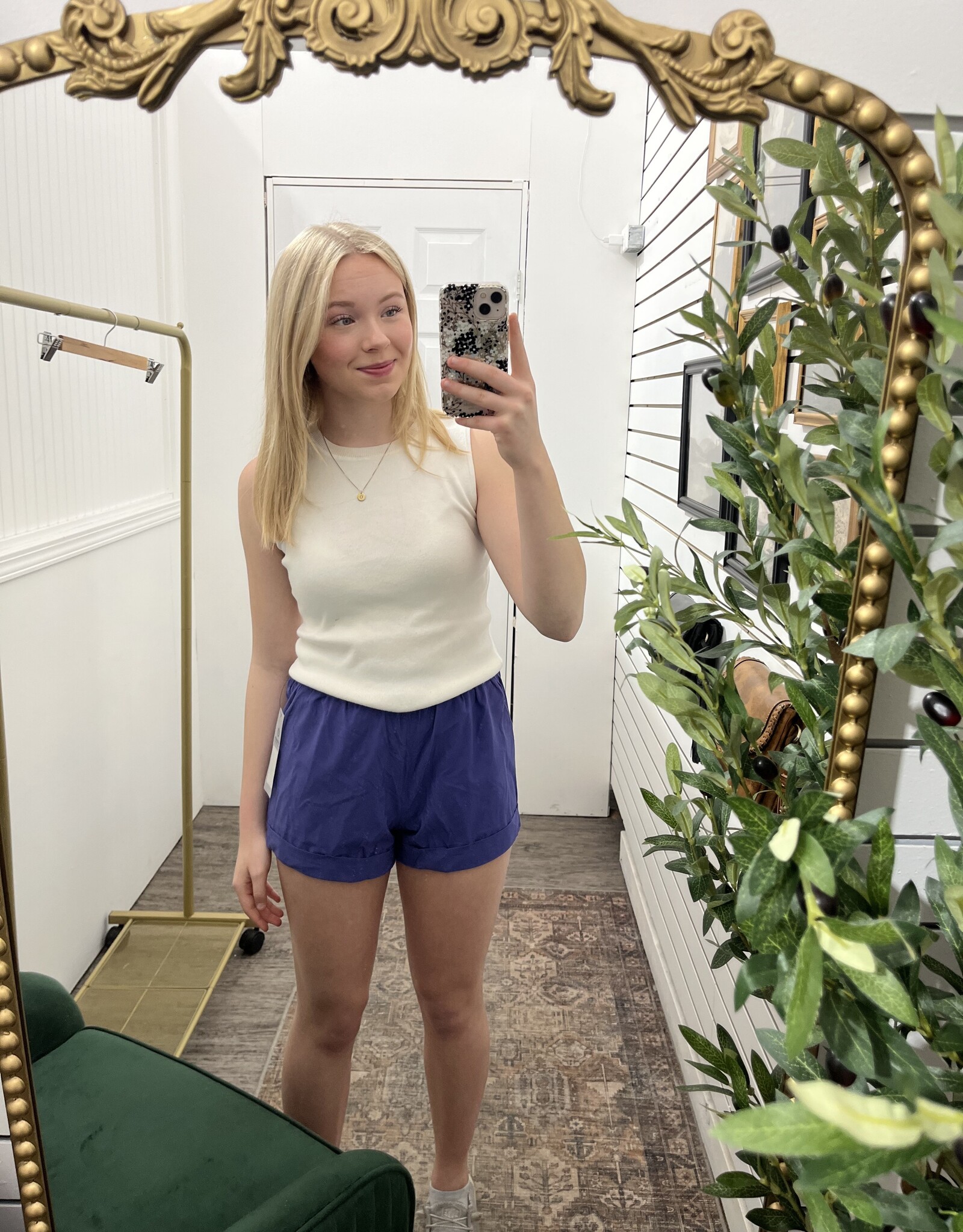 Mono B High Waisted Athleisure Shorts Cuffed