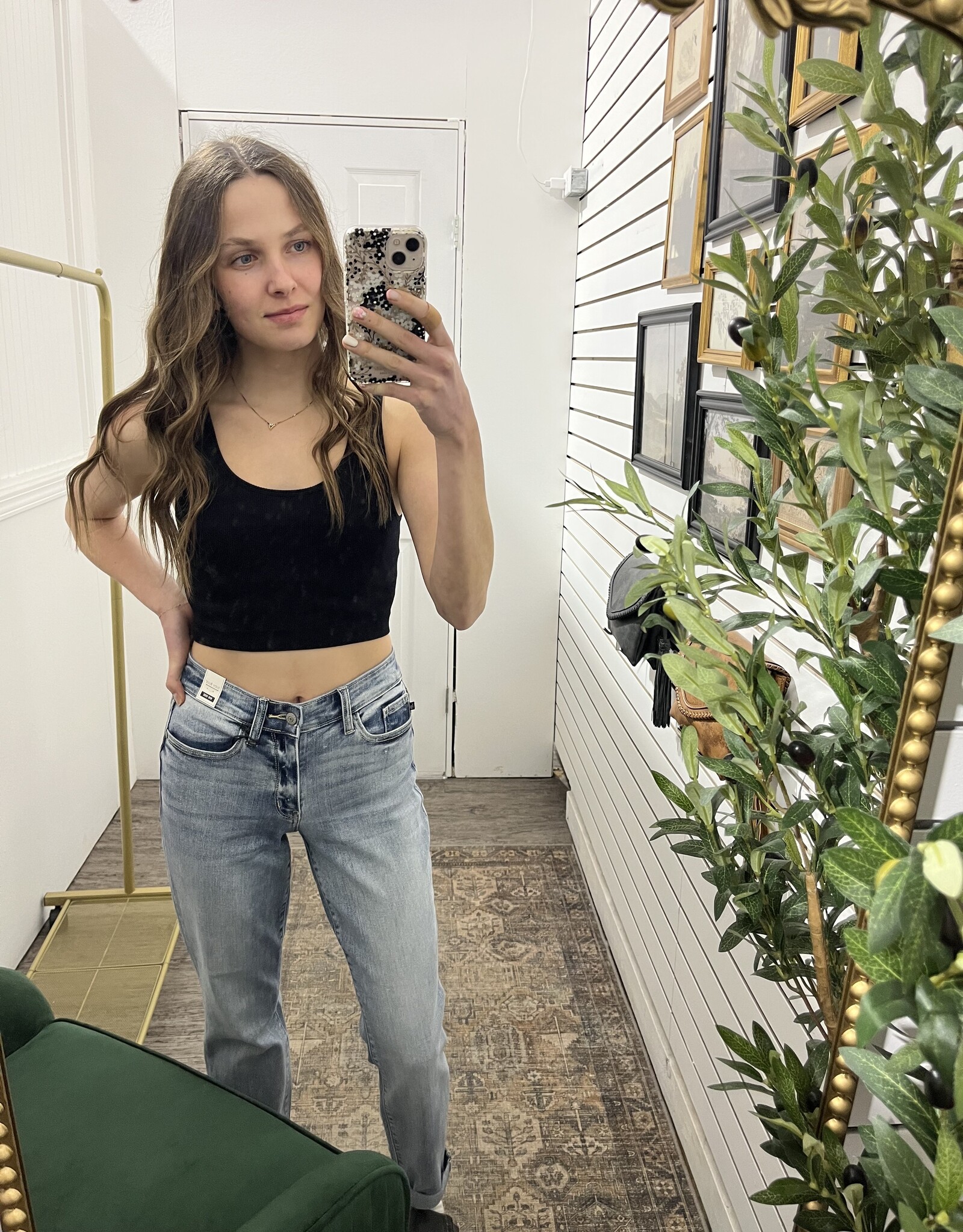Mono B Ribbed Scoop Neck Cropped Tank Top