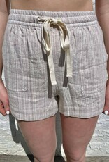 Textured Striped Drawstring Shorts