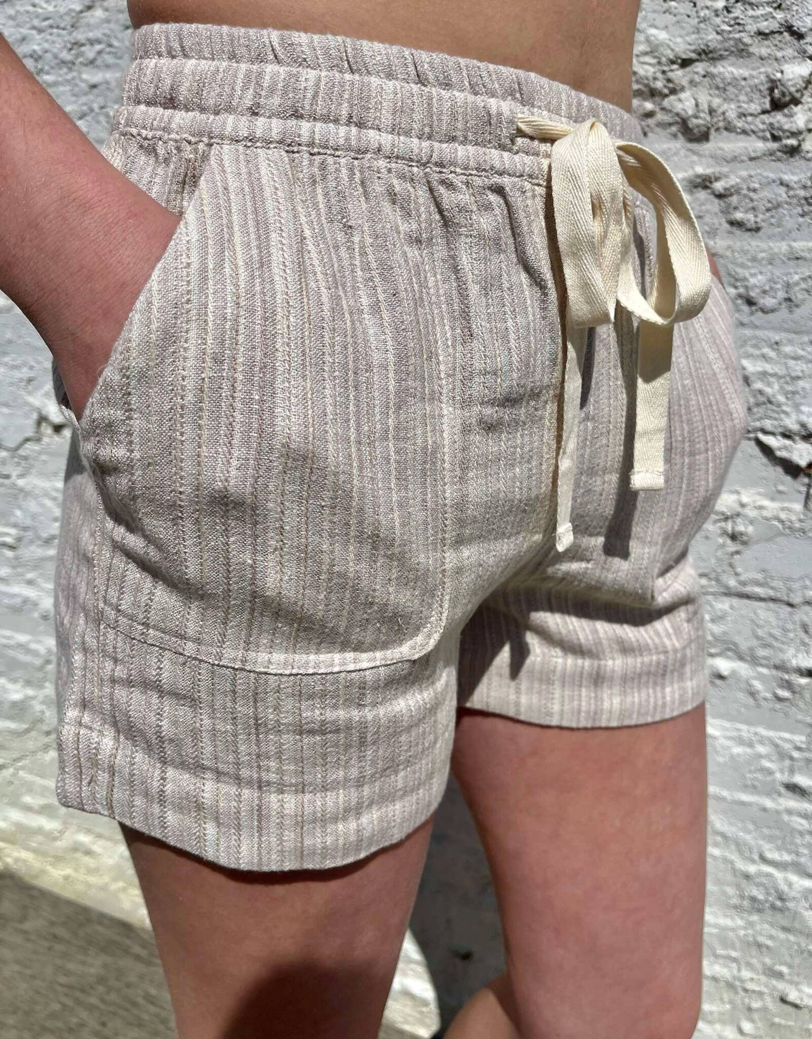 Textured Striped Drawstring Shorts