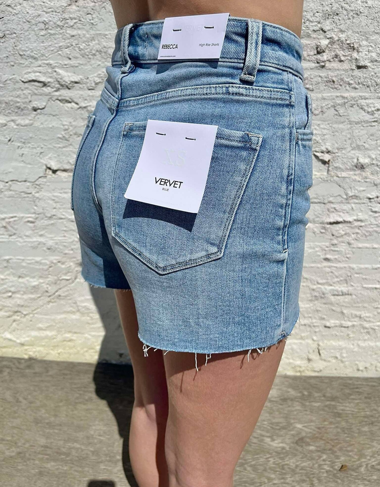 High Rise Raw Hem Denim Short