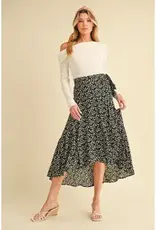 Floral Wrap Skirt, Black