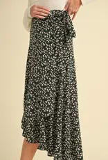 Floral Wrap Skirt, Black