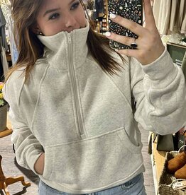 Dove Funnel Neck Half Zip, Oatmeal