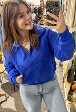 Dove Funnel Neck Half Zip, Cobalt