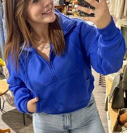 Dove Funnel Neck Half Zip, Cobalt
