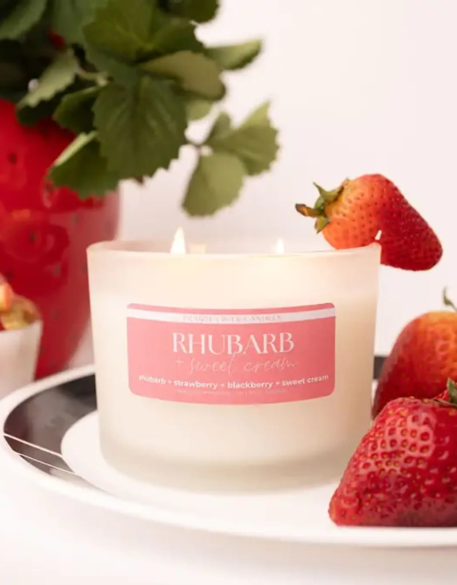 Prairie Creek Candles Wood Wick Candle, Rhubarb Sweet Cream 16oz