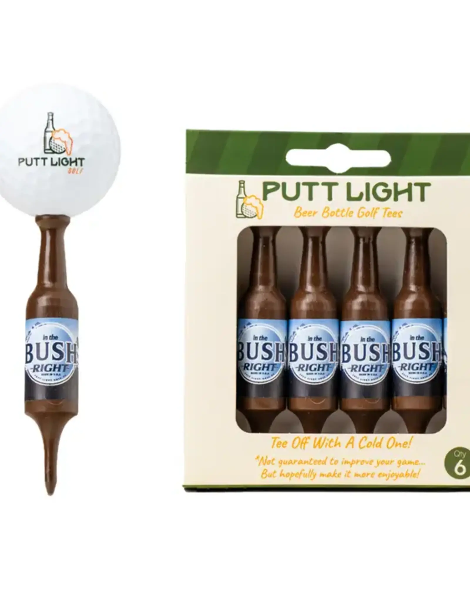 Putt Light Golf Co Beer Bottle Golf Tees, Bush Right
