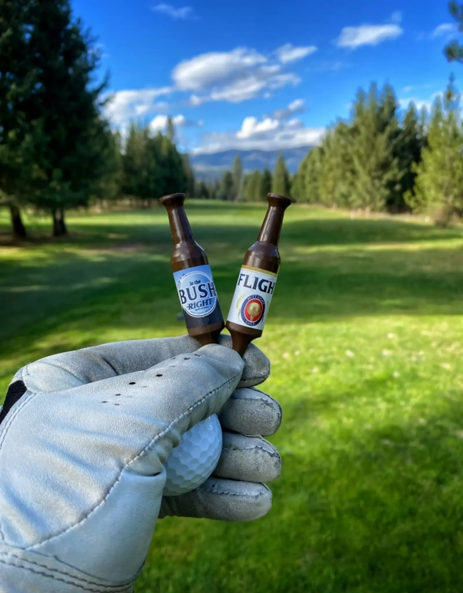 Putt Light Golf Co Beer Bottle Golf Tees, Bush Right
