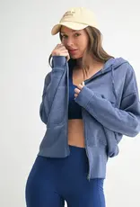 Mono B Fleece Hoodie Jacket with Tapered Sleeves