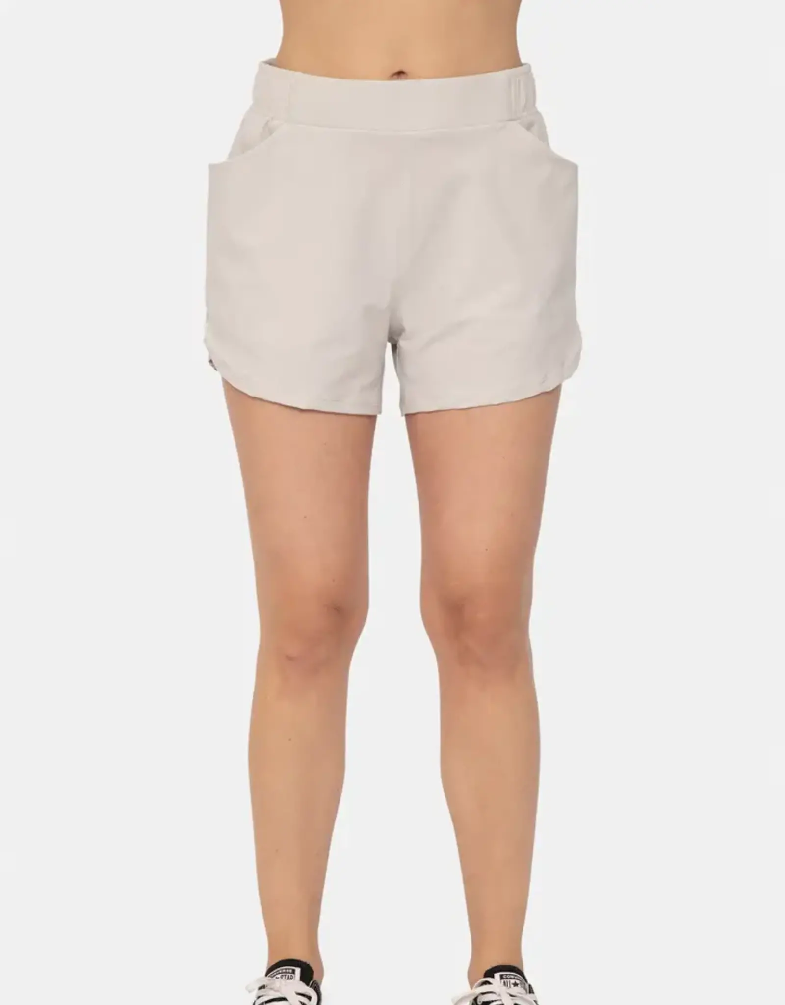 Mono B Athleisure Shorts with Curved Hemline