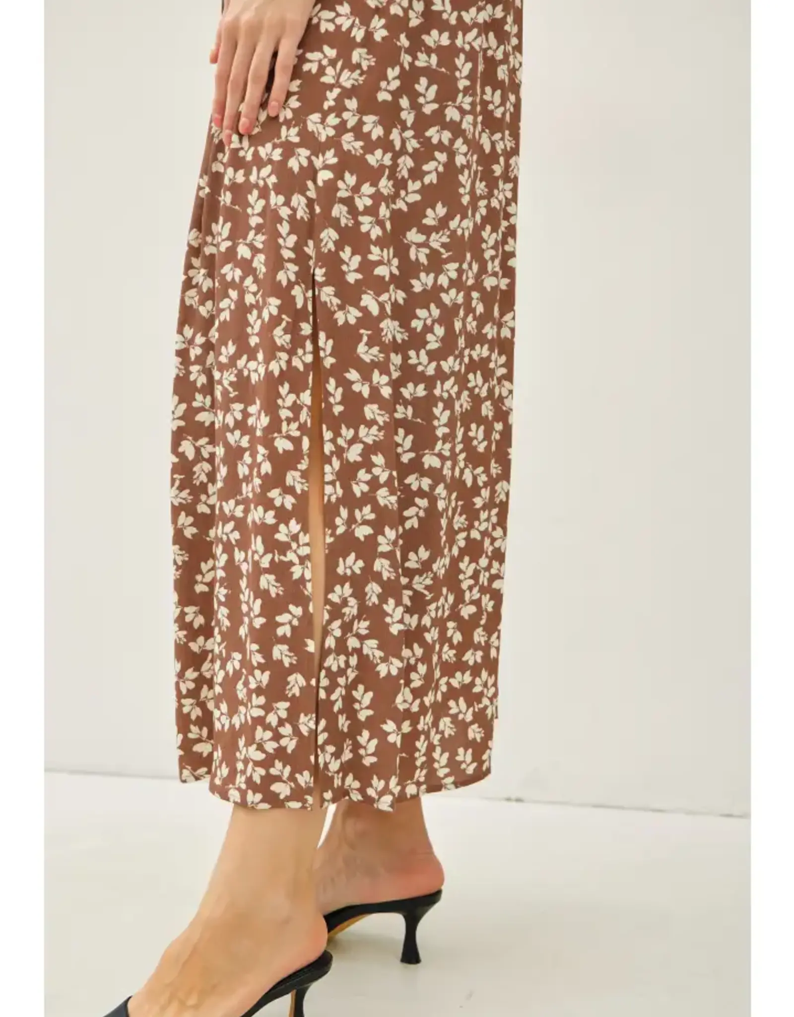 Floral Printed Maxi Dress, Mocha
