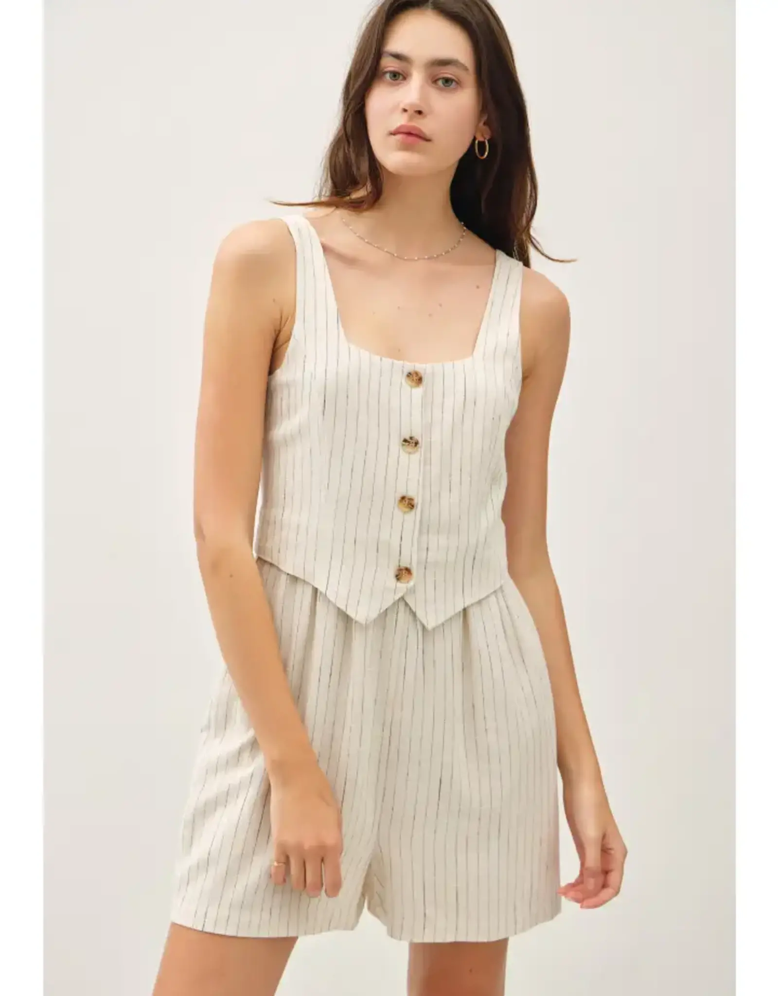 Faux-Set Button Up Vest Romper