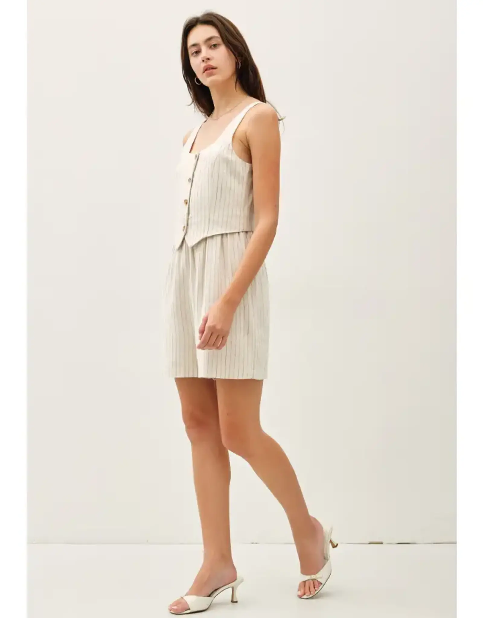 Faux-Set Button Up Vest Romper