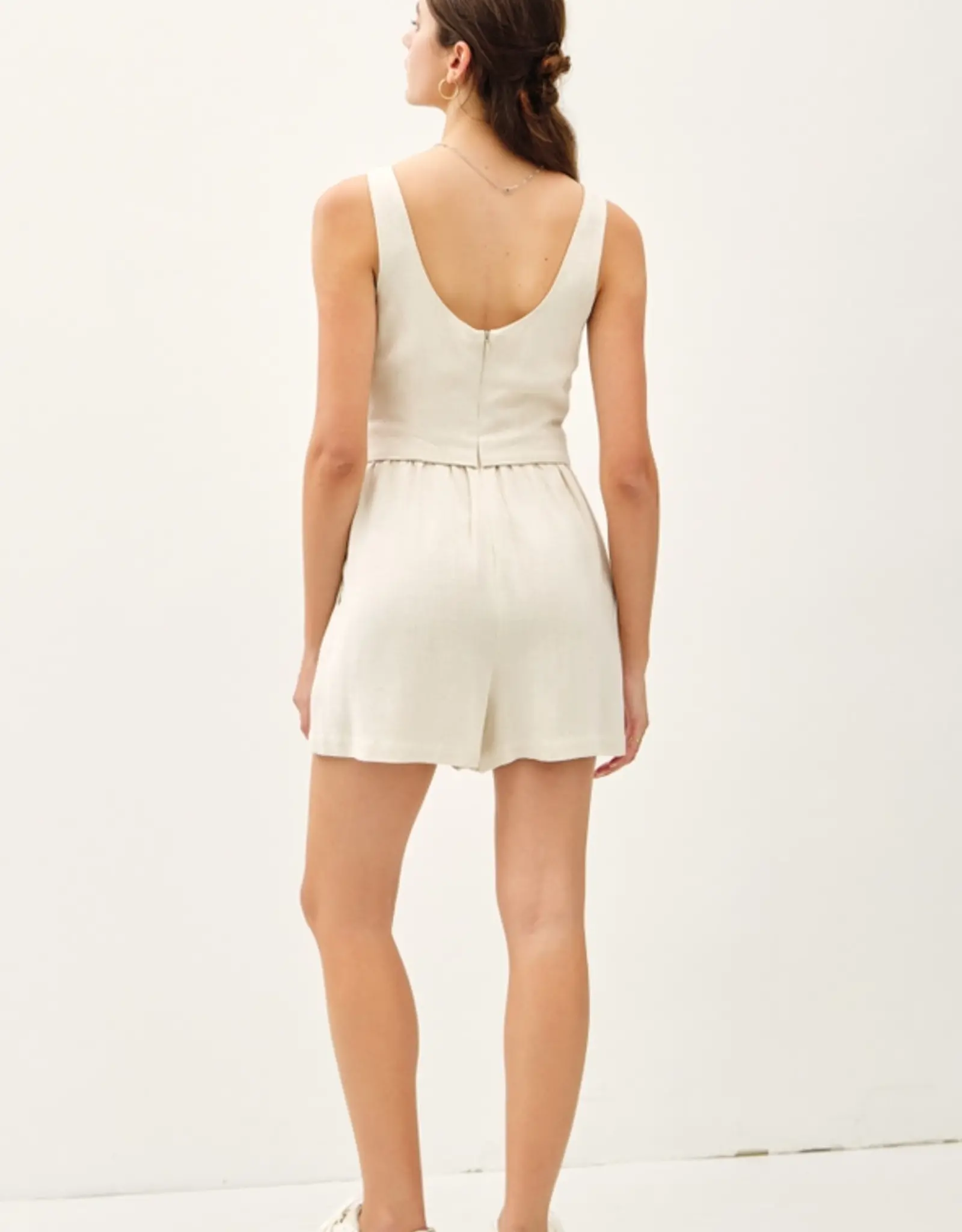 Faux-Set Button Up Vest Romper