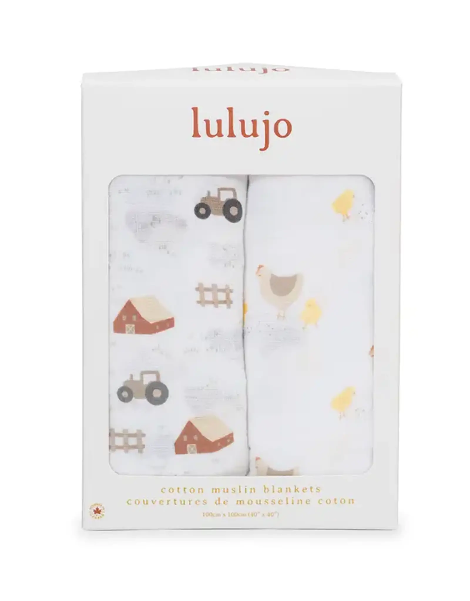 Lulujo 2-pack Cotton Swaddle -Barnyard/ Hens & Chicks
