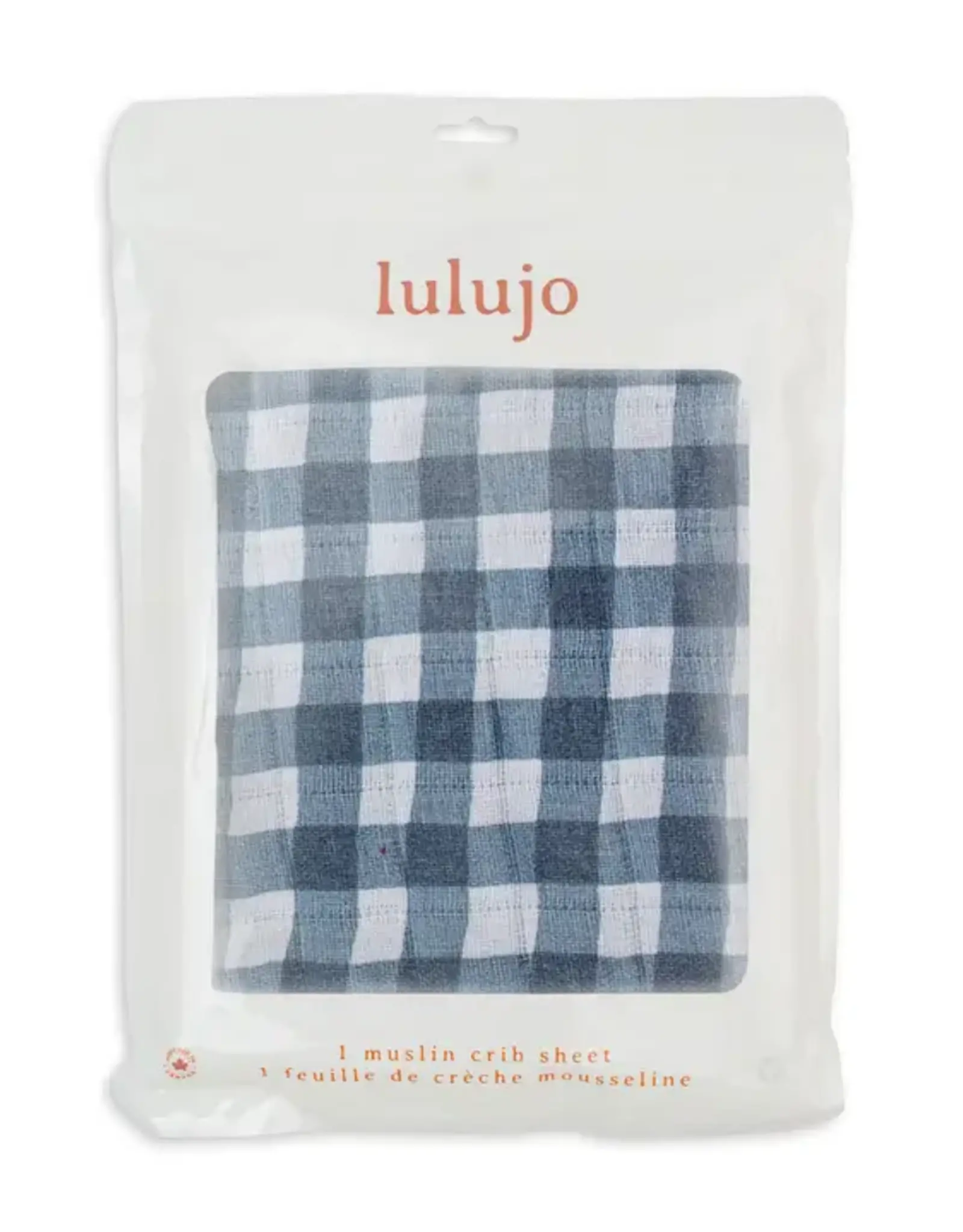Lulujo Cotton Crib Sheet - Navy Gingham