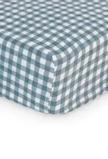 Lulujo Cotton Crib Sheet - Navy Gingham