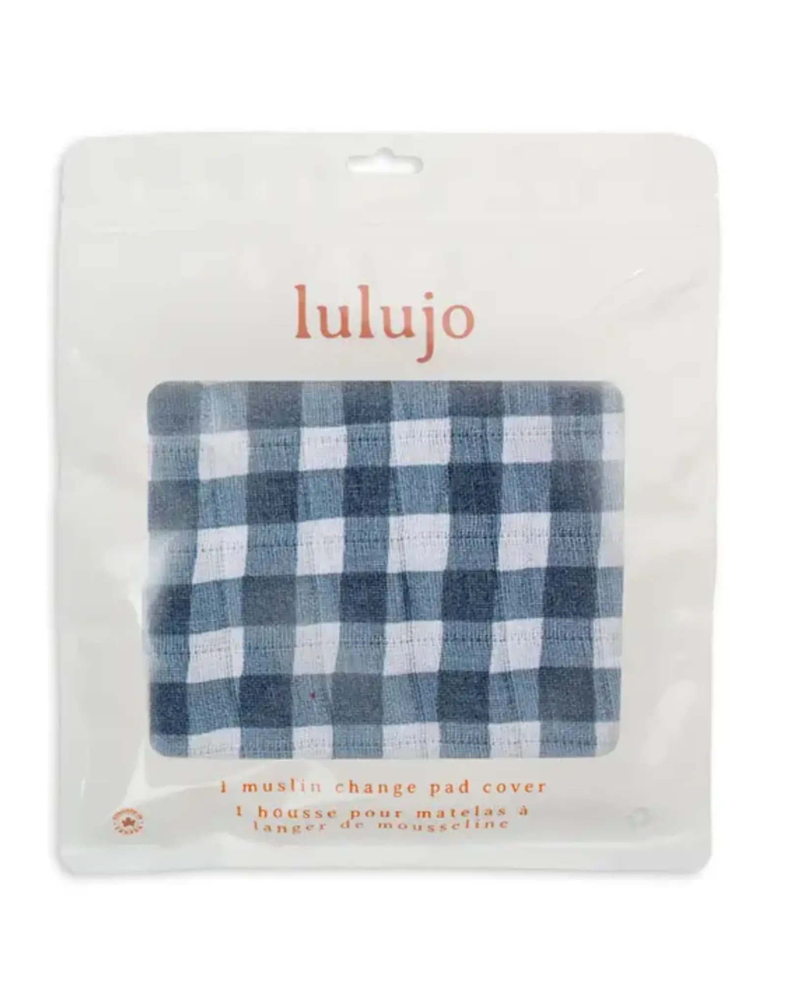Lulujo Cotton Change Pad Cover - Navy Gingham