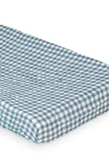 Lulujo Cotton Change Pad Cover - Navy Gingham