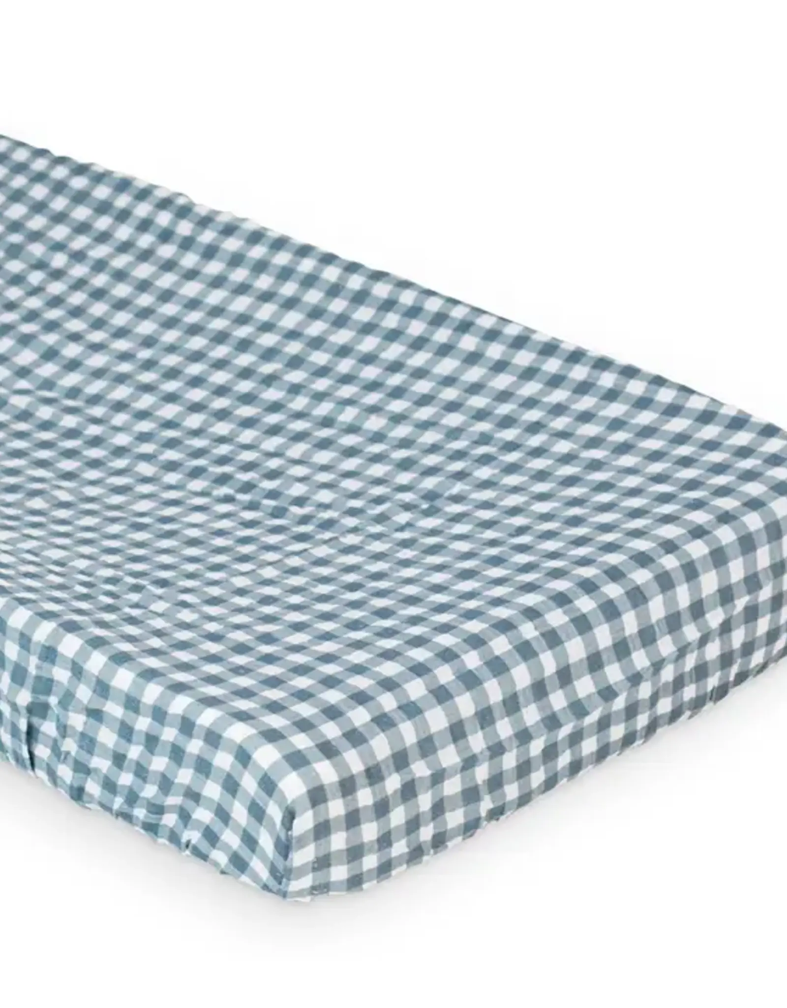 Lulujo Cotton Change Pad Cover - Navy Gingham