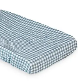 Lulujo Cotton Change Pad Cover - Navy Gingham