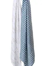 Lulujo 2-pack Cotton Swaddles - Fish / Navy Gingham