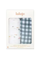 Lulujo 2-pack Cotton Swaddles - Fish / Navy Gingham