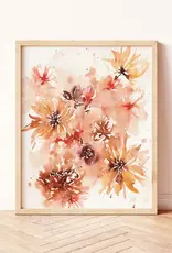 Paperbec Design Co 8x10”, Yellow Retro Sun Beams Watercolor