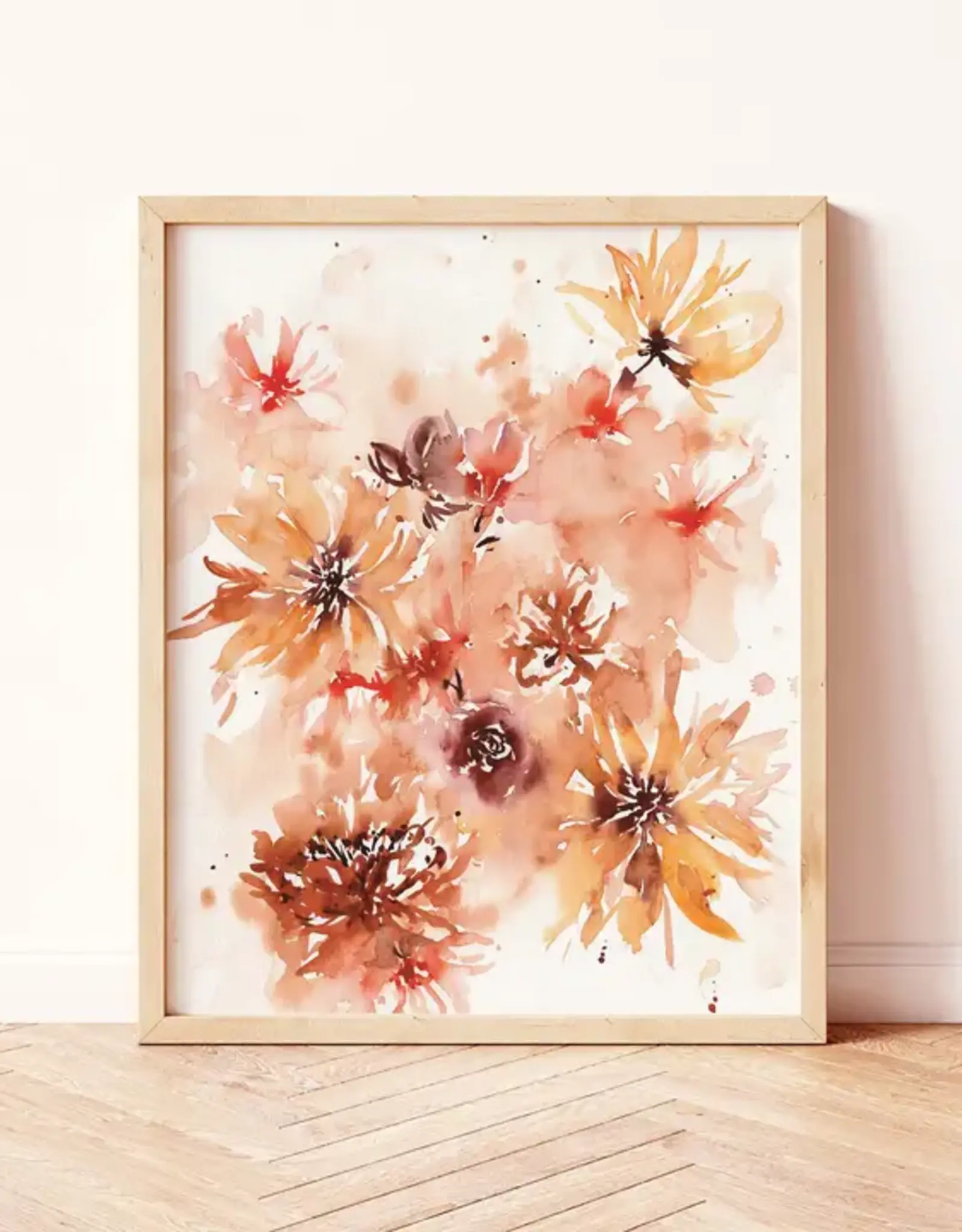 Paperbec Design Co 8x10”, Yellow Retro Sun Beams Watercolor