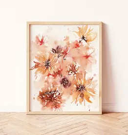 Paperbec Design Co 8x10”, Yellow Retro Sun Beams Watercolor
