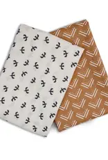 Lulujo 2-pack Cotton Swaddles - Mudcloth / Black Birds