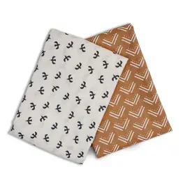 Lulujo 2-pack Cotton Swaddles - Mudcloth / Black Birds