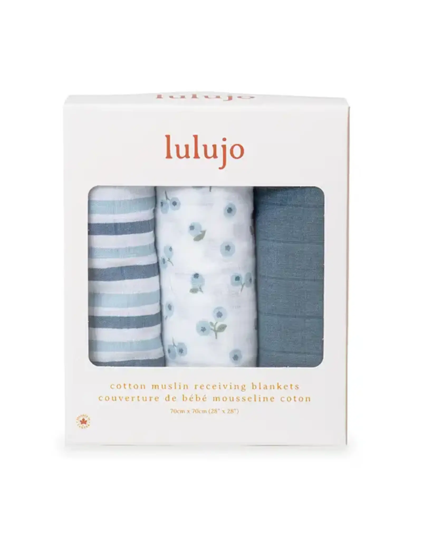Lulujo 3pk Muslin Receiving Blankets - Blueberries