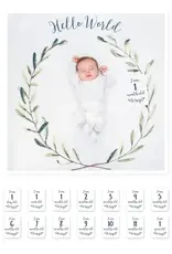 Lulujo Baby's 1st Year Swaddle & Milestone Cards - Hello World
