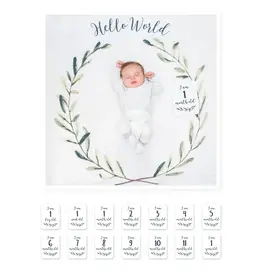 Lulujo Baby's 1st Year Swaddle & Milestone Cards - Hello World